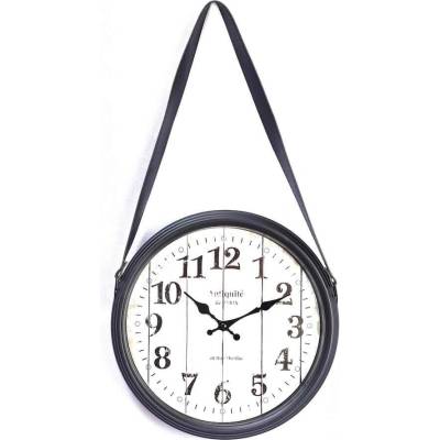 Platinet Strip Wall Clock With Pu Leather Belt - стенен часовник с колан от изкуствена кожа (черен)