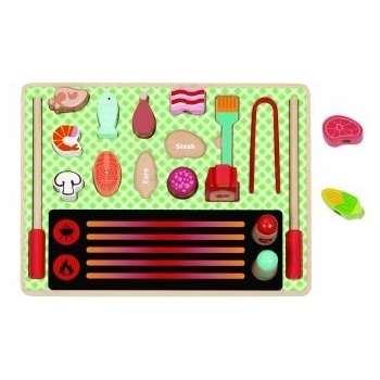 Tooky Toy Tooky Toy: Дървен комплект играчки за грил с аксесоари