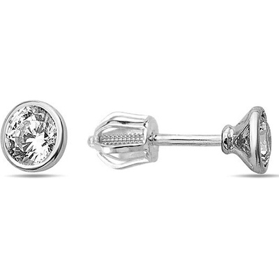 Lillian Vassago Zlatá skrutková náušnica zdobená zirkónom 4 mm LLV98-GER158ŠS/01 Biela
