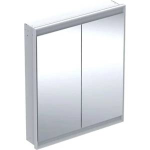 Geberit ONE - Огледален шкаф с LED осветление, 75x90x15 см, 2 врати, вграден, алуминий 505.802. 00.1 (505.802.00.1)