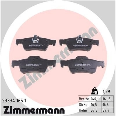 Sada brzdových destiček, kotoučová brzda ZIMMERMANN 23334.165.1