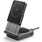 Spigen Безжична зарядна станция Spigen Essential (EF302MOQ) - MagSafe, Qi2.2, 3в1, Сгъваема, 25W - Сива