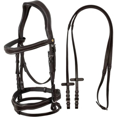 EQUESTRO Uzdečka anatomická s anglickým nánosníkem tmavě hnědá – Zboží Dáma