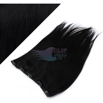 Clip in rychlopás 60cm 100% lidské vlasy - uhlově černá #1