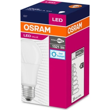 Osram LED VALUE CL A FR 100 14,5W/865 E27 6500K studená biela