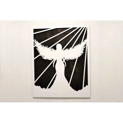 MAJADESIGN Dřevěný obraz - ANDĚL - BAREVNĚ LAKOVANÝ S PODKLADNÍ DESKOU Rozměr obrazu: 32 x 40 cm
