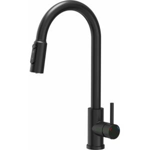 Quadron Кухненски смесител с издърпващ се душ Quadron Pop Cindy, карбоново черно покритие (52140BLM)