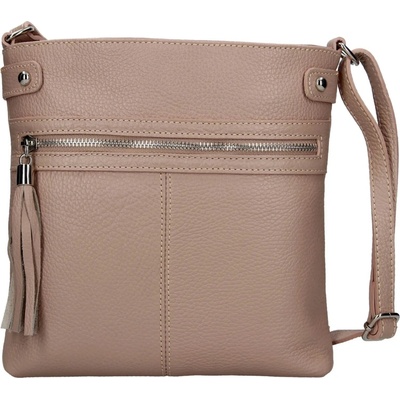 Dámská kožená crossbody kabelka Italia Laura růžová