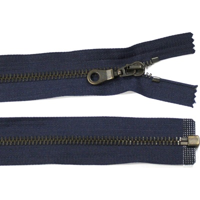 Kovový zip no.5 rozepínací 45cm (staromosazné zoubky) - více barev b: 04 tmavě modrá
