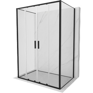 Mexen Exo-3S тристенна плъзгаща се душ кабина 160 x 75 см, прозрачна, черна (8152-160-075-70-00-3S)