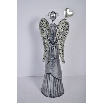 Lepaso Plechový anděl Wave stříbrný-champagne se srdíčkem 39cm LED křídla 123151 015 BNM-75-00143-21 anděl 39cmLED