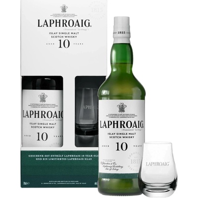 Laphroaig 10 Year Old 40% 0,7 l (dárkové balení 1 sklenice)