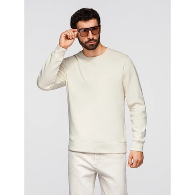 Ombre Clothing Мъжки суитшърт BASIC с кръгло деколте - кремав Ombre Clothing Ombre Clothing | Byal Bezhov | МЪЖЕ | M
