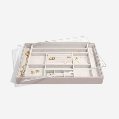 Stackers box na šperky s víkem Taupe Supersize 16 šedobéžová