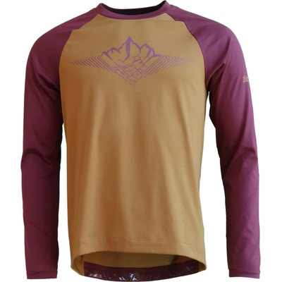 Zimtstern Мъжка фланелка с дълъг ръкав за колоездене Zimtstern Pureflowz Shirt L/S Cycling jersey - Golden Brown / Windsor Wine (056-3321-0513)