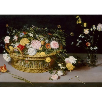 Grafika - Puzzle Jan Brueghel - Flowers in a Basket and a Vase, 1615 - 500 piese