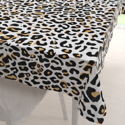 Biante bavlna obdélníkový ubrus Sandra SA-409 Leopardí vzor na bílém 100x160cm