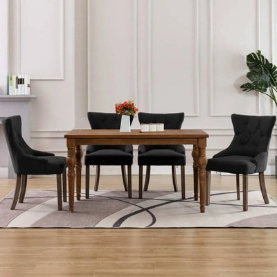 vidaXL Трапезни столове, 4 бр, черни, текстил (3058300)
