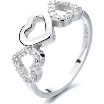 Majya Stříbrný prsten tři srdce se zirkony DALILA 10079 6