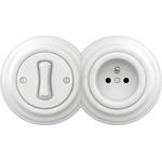 Reblig - Ретро еднополюсен ключ № 1 и 230V контакт със снежнобяла рамка (RG0152D)