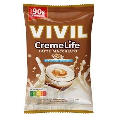 Vivil Creme Life Latte Macchiato drops se smetanově kávovou příchutí bez cukru 90 g