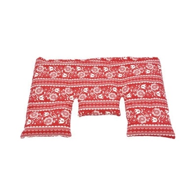 TORF ZIEGLER Krční polštářek s třešňovými peckami, červeno-bílý folklór, 40 x 25 cm