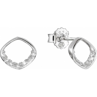 Pavona Stříbrné náušnice pecky kosočtverec se zirkony 11424.1