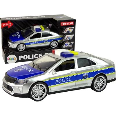 LEAN Toys Policejní auto Třecí pohon zní světle stříbrně 1:14