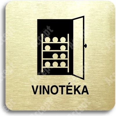 ACCEPT Piktogram vinotéka - zlatá tabulka - černý tisk bez rámečku