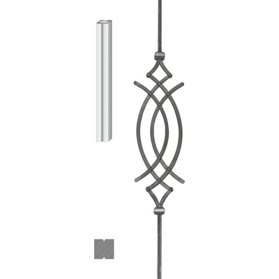 Tyč 12 x 12 x 950 mm, ornament nitovaný 570 x 165 mm