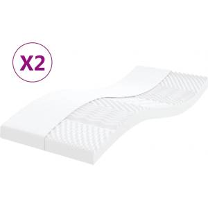 vidaXL Дунапренови матраци 2 бр бели 90x190 см 7-зонов твърдост 20 ILD (356361)