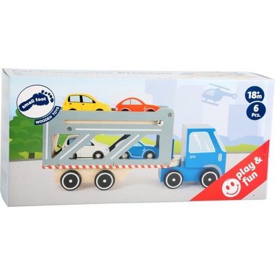 Small Foot 11182 Dřevěný transporter s 4 auty Premium