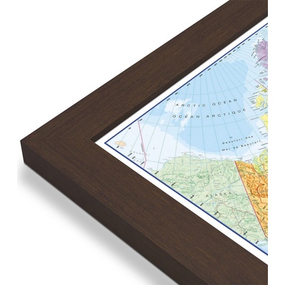 Maps International Kanada - nástěnná politická mapa 120 x 100 cm Varianta: mapa v dřevěném rámu, Provedení: Pegi skořice