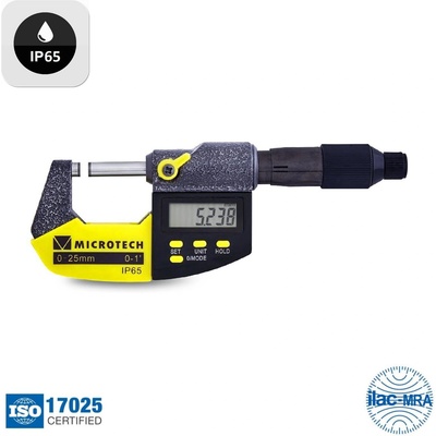 Microtech Electronic Дигитален микрометър Microtech PRECISION IP65, 110180254, 0-25 mm, 0.001 mm, ± 0.002 mm (110180254)