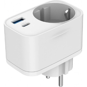 Gembird TA-ACPDQC20-01-W 2-портово USB бързо зарядно устройство с проходно гнездо за променлив ток 20W Бяло (TA-ACPDQC20-01-W)