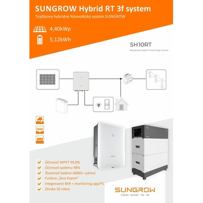 Sungrow hybridná FVE RT 4,40 kWp Li batéria 5,12 kWh +