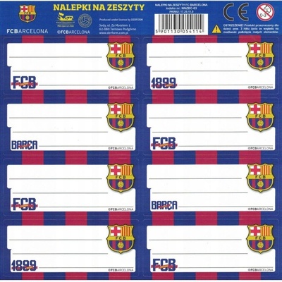 Samolepiace štítky na zošity 8ks FC BARCELONA FC 201 708018002