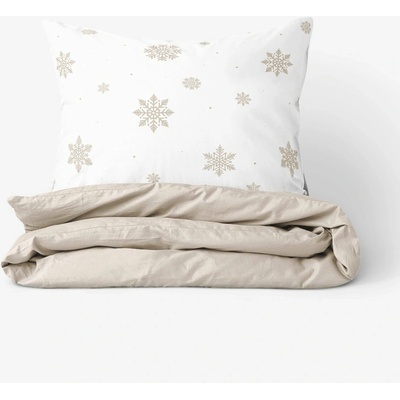 Goldea vánoční bavlna povlečení duo sněhové vločky na bílé s latte 140x200 70x90 – Hledejceny.cz