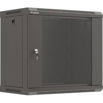 Lanberg rack cabinet 19" wall-mount 9U/540x350 (flat pack) with glass door black (WF03-5309-10B)