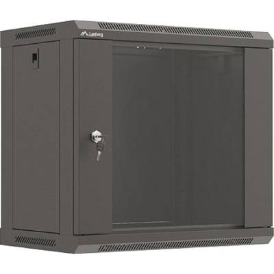 Lanberg rack cabinet 19" wall-mount 9U/540x350 (flat pack) with glass door black (WF03-5309-10B)