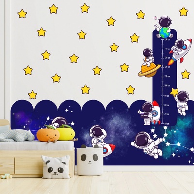 PIPPER. Sada nálepiek na stenu "Astronauti" Veľkosť oblúkovej tapety: 240 cm