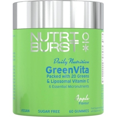Nutriburst GreenVita gumídci s vitamíny C, D3, zinkem, superpotravinami 60 ks jablko