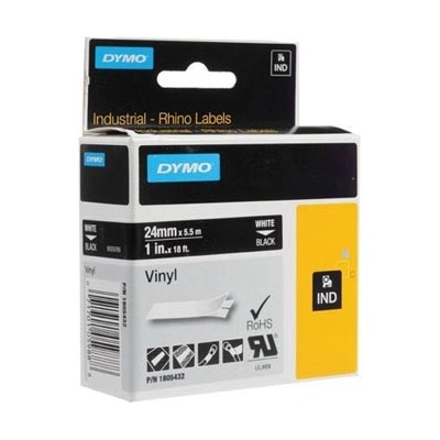 Dymo Rhino 1805432, 24mm x 5,5m, biela tlač/čierný podklad, originálna páska