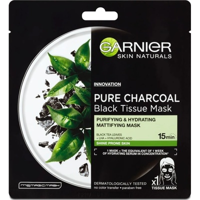 Garnier Pure Charcoal černá textilní maska s extraktem z černého čaje 28 g