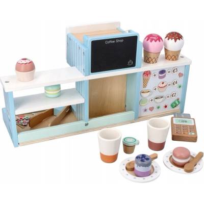 Adam Toys Drevená kaviareň pre deti Hra na zmrzlináreň Kaviareň