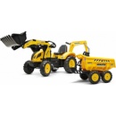 Falk Šliapací traktor 2086W Komatsu s bagrom a Maxi vyklápacím prívesom