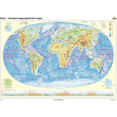 Cartographia Svet - všeobecnogeografická mapa (140x100 cm – 1:27000000), nástenná, fóliovaná, lištovaná