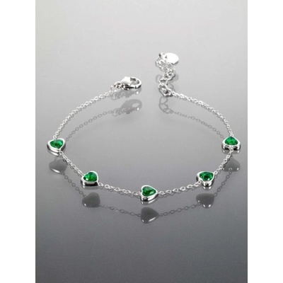 Prosperk Řetízkový náramek z chirurgické oceli ozdobený malými srdíčky s kamínky S1122