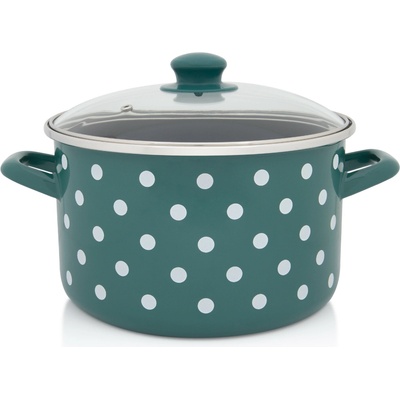 Metalac Zelený puntík Hrnec se skl. poklicí 24 cm 6,75 l černý vnitřek
