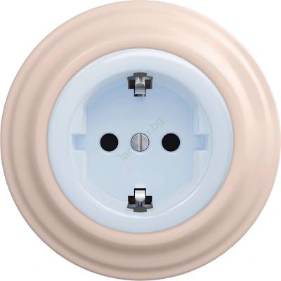 Reblig - Ретро стенен контакт с рамка SCHUKO 230V/16A син/старо-розов (RG0119P)